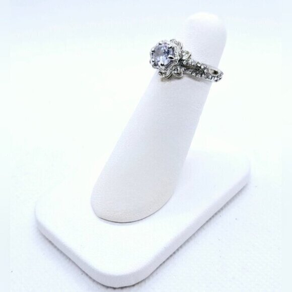 White Gold Tone Mosaic Diamond Anniversary / Engagement Ring NWT - Picture 5 of 9
